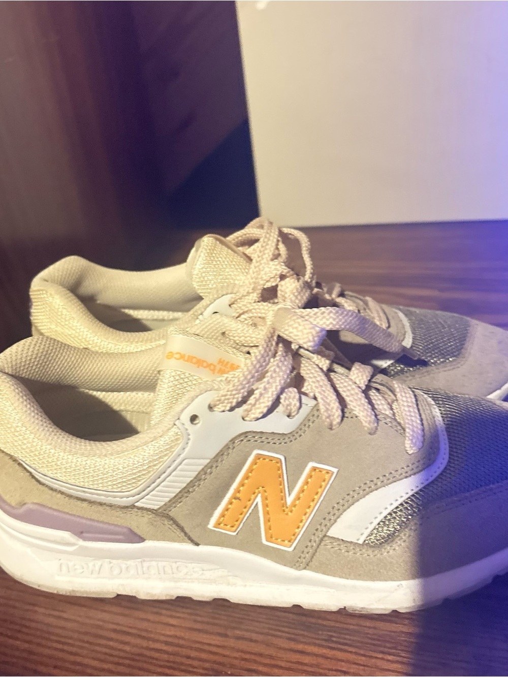 New Balance womens sage green Sneakers with Yellow 'N' Accent